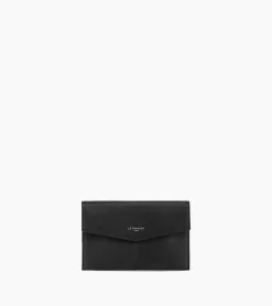 Pochette enveloppe moyen modèle Charlotte en cuir lisse - Black
