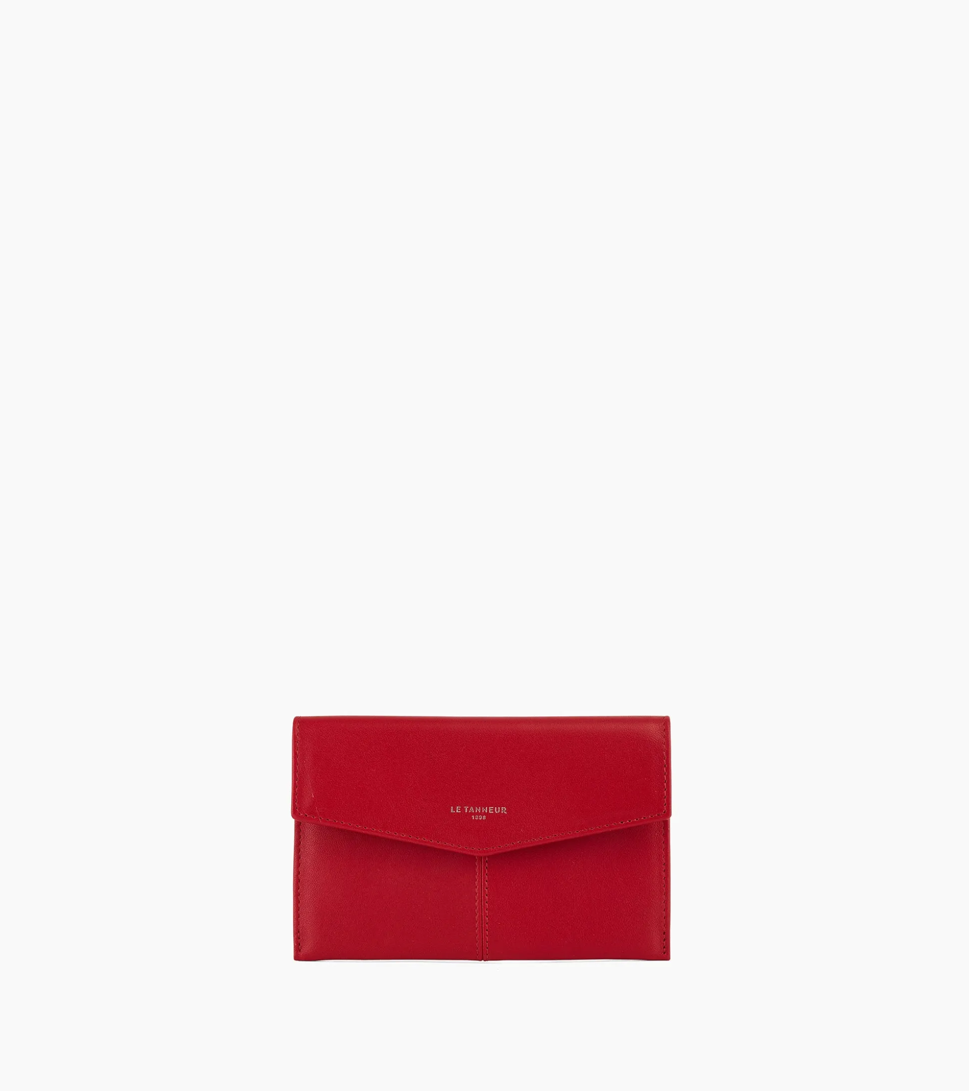 Pochette enveloppe moyen modèle Charlotte en cuir lisse - Garnet red
