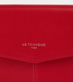 Pochette enveloppe moyen modèle Charlotte en cuir lisse - Garnet red
