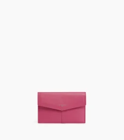 Pochette enveloppe moyen modèle Charlotte en cuir lisse - Pink Fuxia