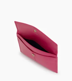 Pochette enveloppe moyen modèle Charlotte en cuir lisse - Pink Fuxia