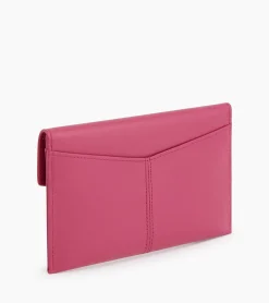 Pochette enveloppe moyen modèle Charlotte en cuir lisse - Pink Fuxia
