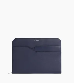 Pochette ordinateur Gaston en cuir grain croisé - Twilight Blue