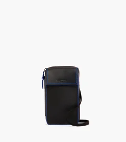 Pochette téléphone zippée tour de cou Alexis en cuir grainé - Black