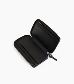 Pochette téléphone zippée tour de cou Alexis en cuir grainé - Black