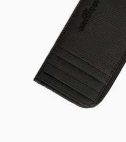 Porte carte large zippé Emile en cuir signature T - Black