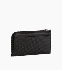 Porte carte large zippé Emile en cuir signature T - Black