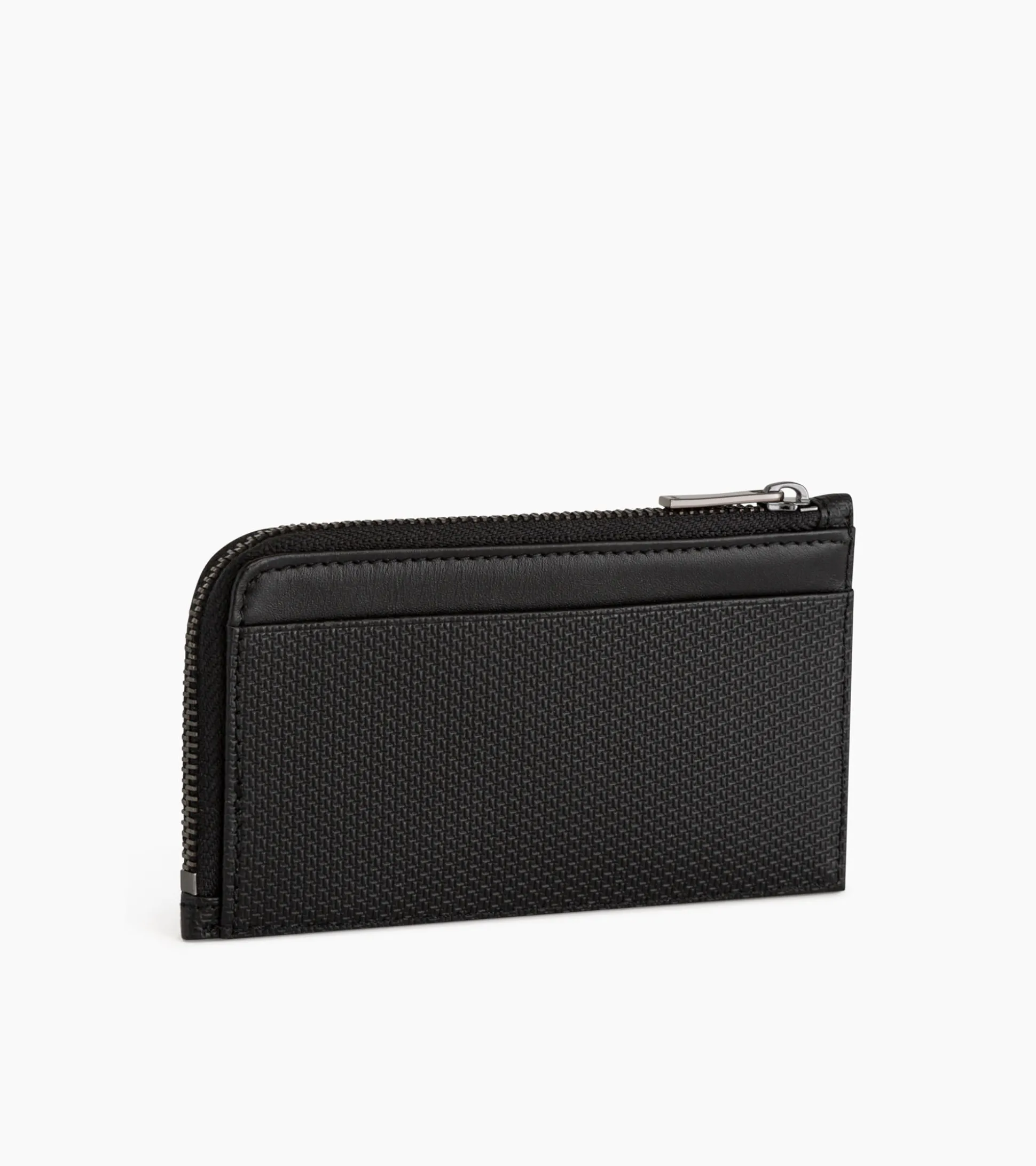 Porte carte large zippé Emile en cuir signature T - Black