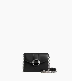 Porte cartes à bandoulière amovible Pia en cuir lisse - NOIR 1