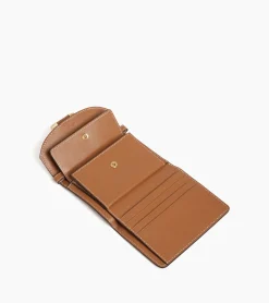 Porte cartes à bandoulière amovible Pia en cuir lisse - TAN