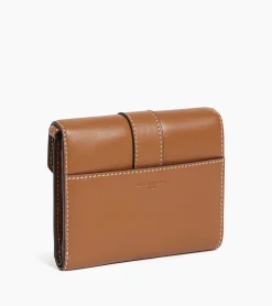 Porte cartes à bandoulière amovible Pia en cuir lisse - TAN