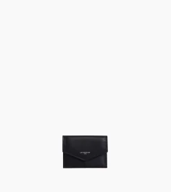 Porte cartes à rabat Charlotte en cuir lisse - Black