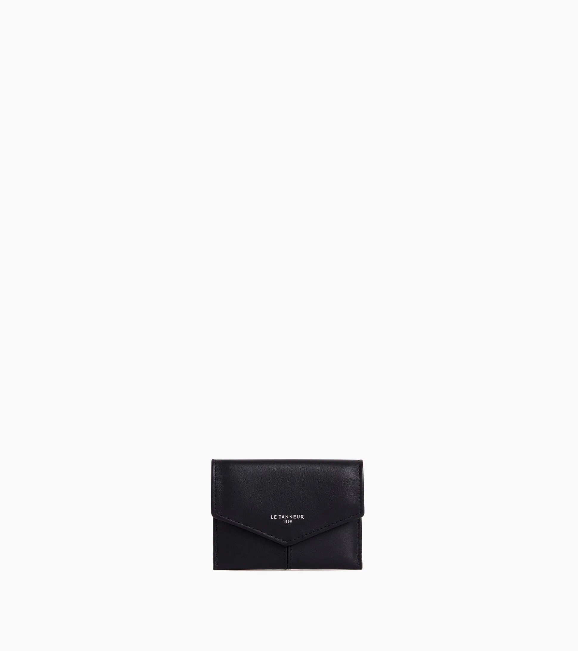 Porte cartes à rabat Charlotte en cuir lisse - Black