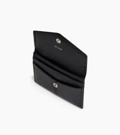 Porte cartes à rabat Charlotte en cuir lisse - Black