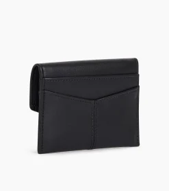 Porte cartes à rabat Charlotte en cuir lisse - Black
