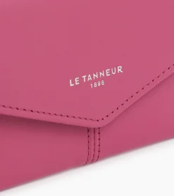 Porte cartes à rabat Charlotte en cuir lisse - Pink Fuxia