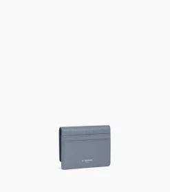 Porte cartes à rabat Emilie en cuir signature T - BLEU ARGILE