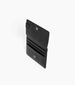 Porte cartes à rabat Emilie en cuir froissé - NOIR 1