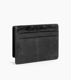Porte cartes à rabat Emilie en cuir froissé - NOIR 1