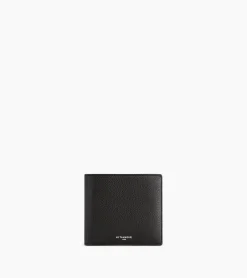 Porte cartes avec poche billets Emile en cuir grainé - Black