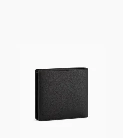Porte cartes avec poche billets Emile en cuir grainé - Black