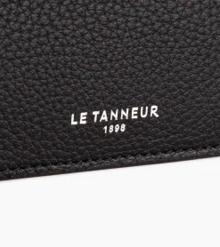 Porte cartes avec poche billets Emile en cuir grainé - Black
