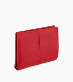 Porte cartes Charlotte en cuir lisse - Garnet red