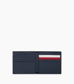 Porte cartes horizontal avec poche billets Martin en cuir lisse - Blue White Red
