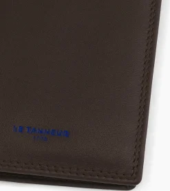 Porte cartes moyen modele avec poche billets Martin en cuir lisse - Coffee Brown