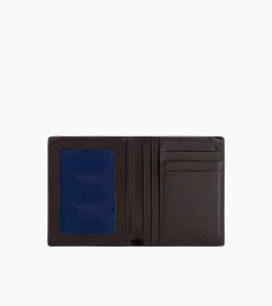 Porte cartes moyen modèle Charles en cuir grainé - Brown Coffee Chalk White