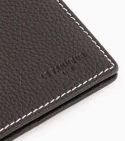 Porte cartes moyen modèle Charles en cuir grainé - Brown Coffee Chalk White