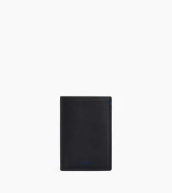 Porte cartes vertical 2 volets avec poche billets Martin en cuir lisse - Black