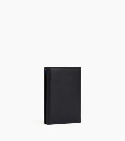 Porte cartes vertical 2 volets avec poche billets Martin en cuir lisse - Black