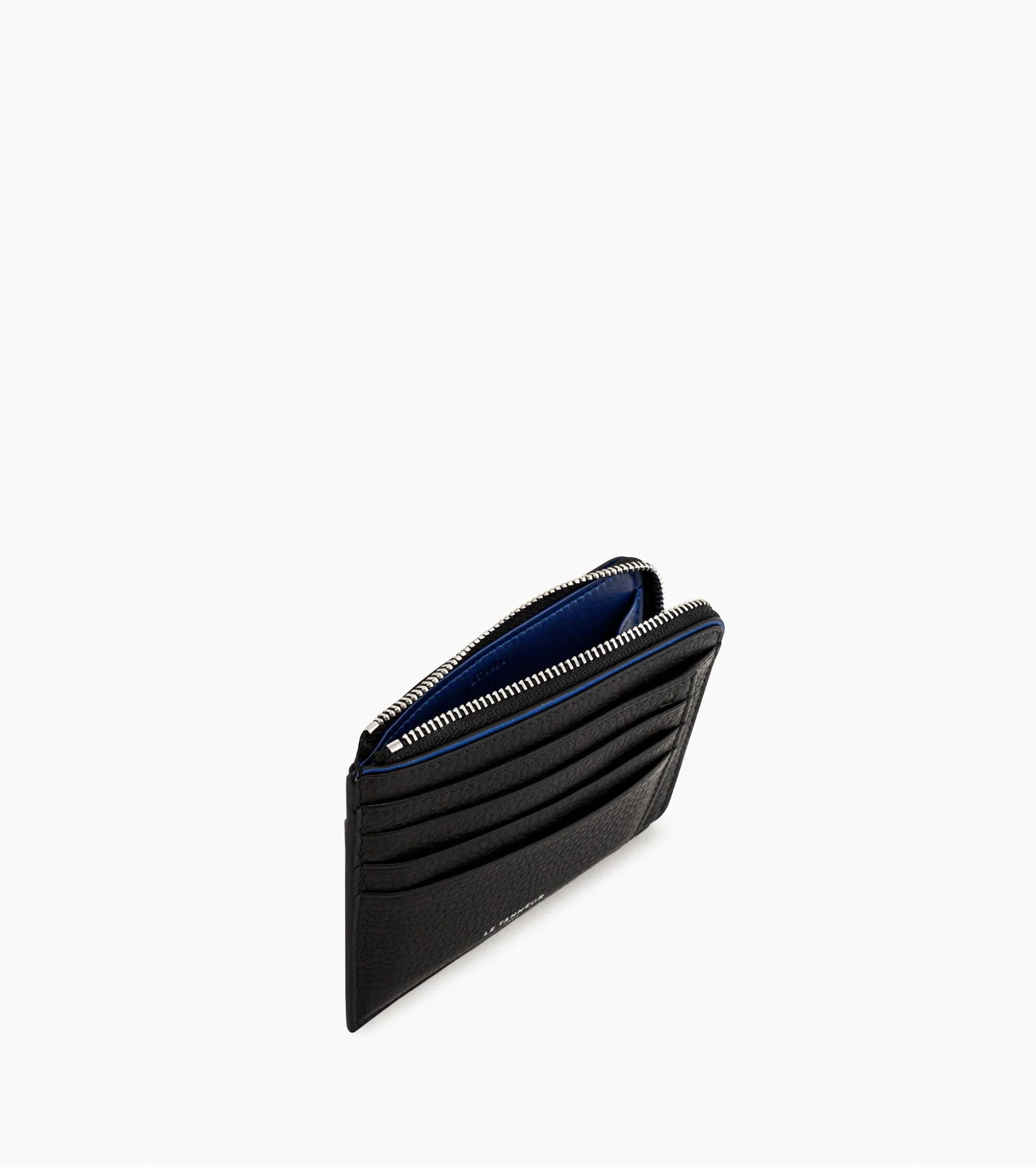 Porte cartes zip en L Augustin en cuir grainé - Black Le Bleu