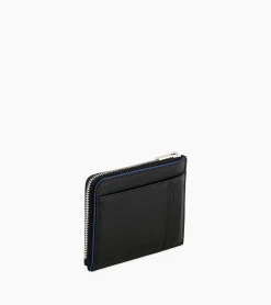 Porte cartes zip en L Augustin en cuir grainé - Black Le Bleu