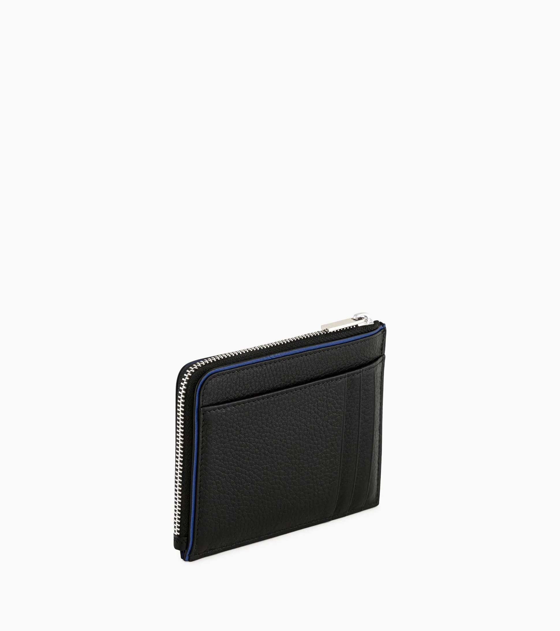 Porte cartes zip en L Augustin en cuir grainé - Black Le Bleu