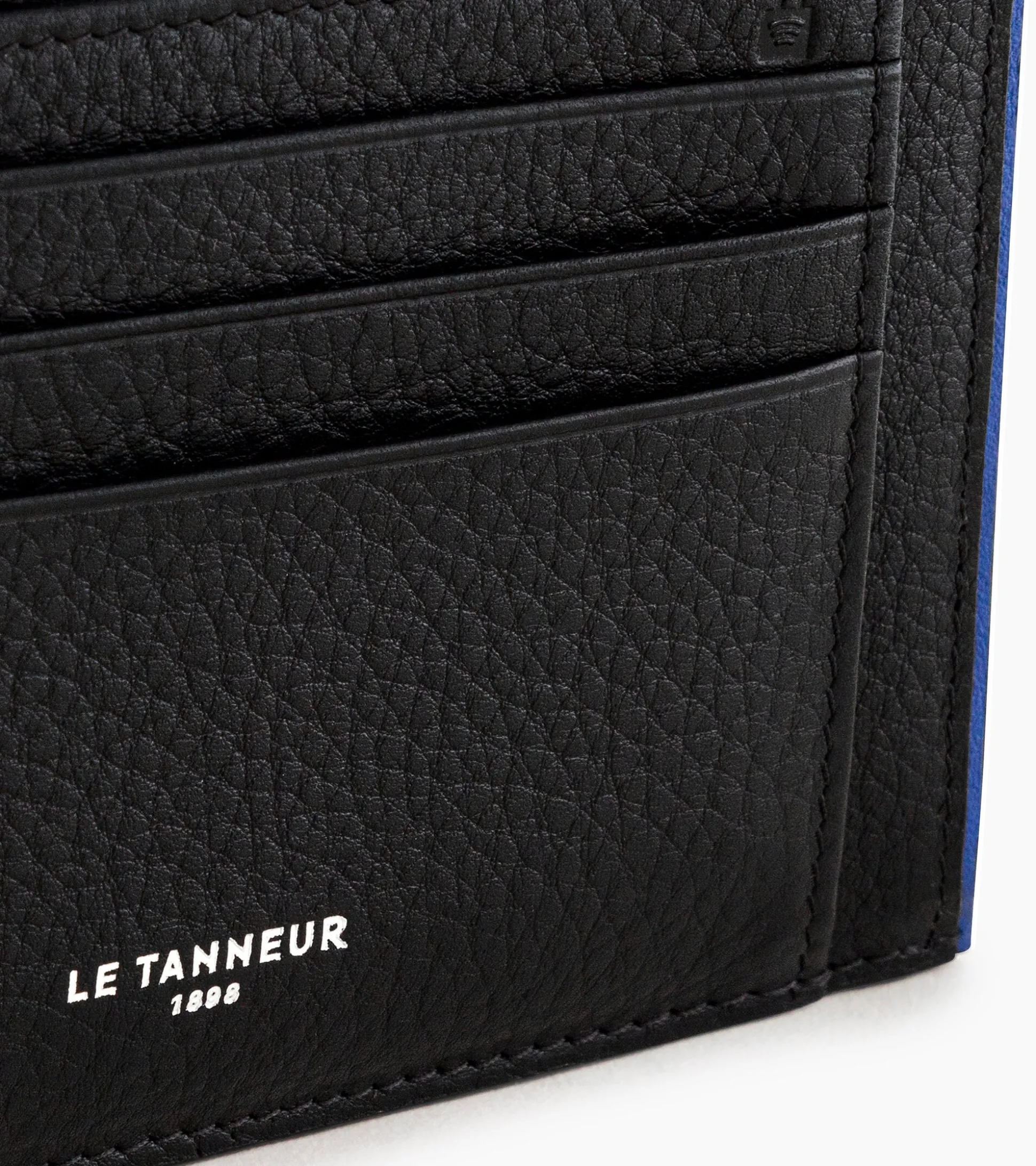 Porte cartes zip en L Augustin en cuir grainé - Black Le Bleu