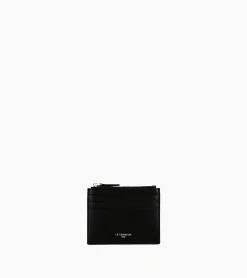 Porte cartes zippé Charles en cuir grainé - Black