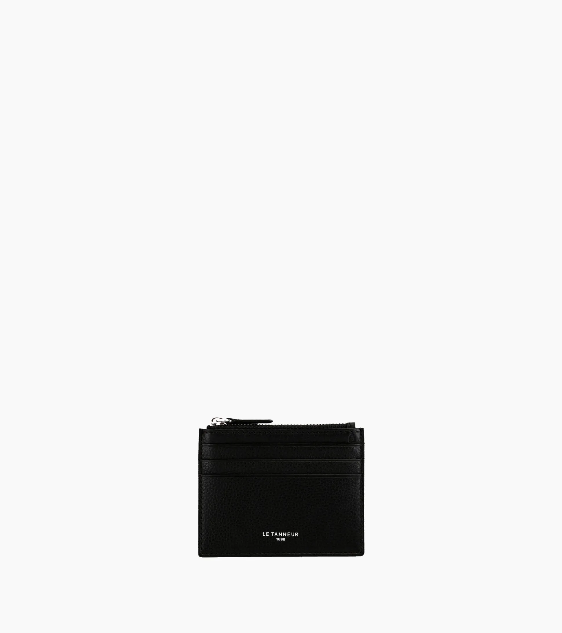Porte cartes zippé Charles en cuir grainé - Black