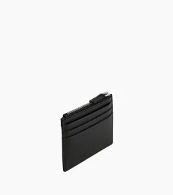 Porte cartes zippé Charles en cuir grainé - Black
