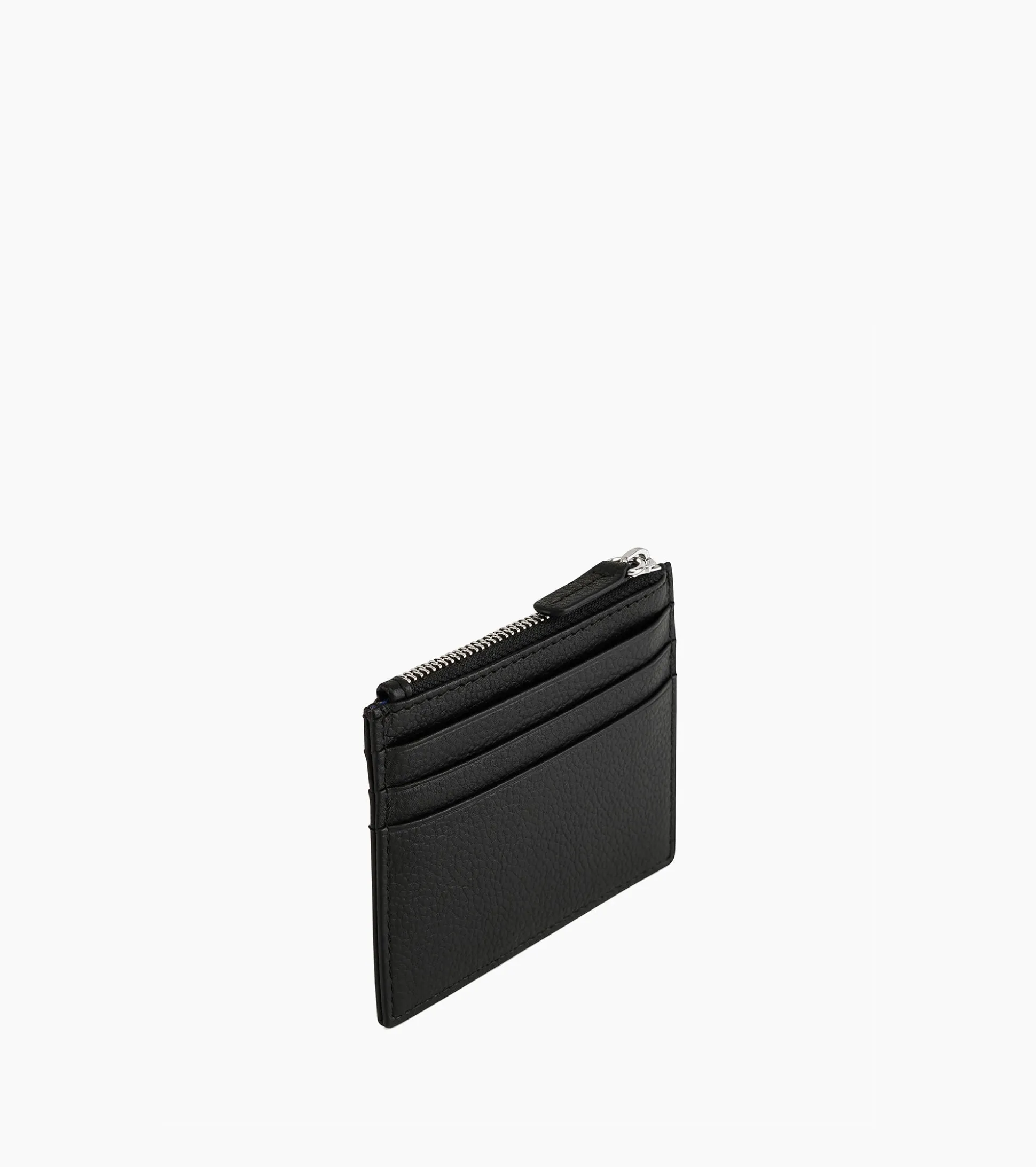 Porte cartes zippé Charles en cuir grainé - Black