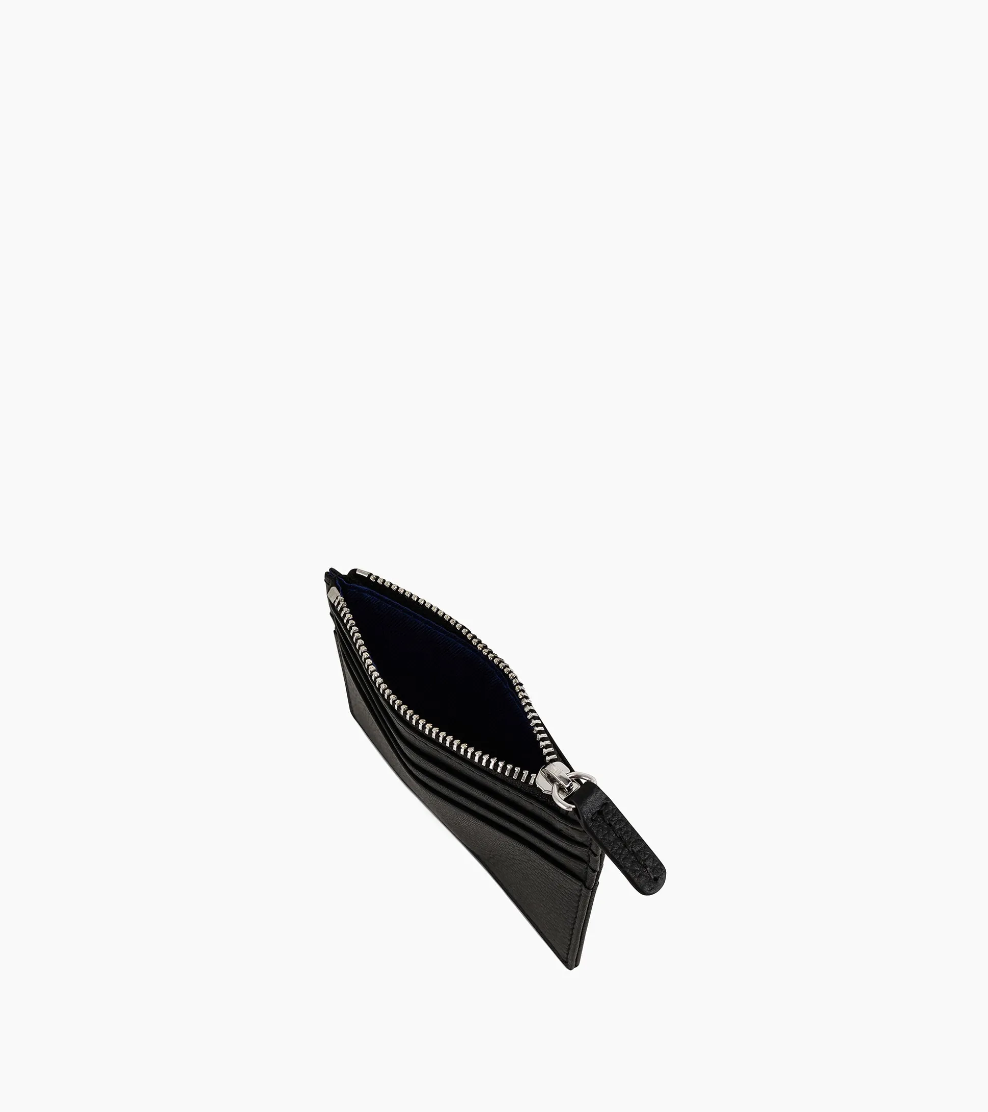 Porte cartes zippé Charles en cuir grainé - Black