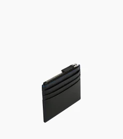 Porte cartes zippé Charles en cuir grainé - Black Le Bleu