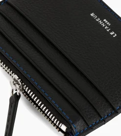 Porte cartes zippé Charles en cuir grainé - Black Le Bleu
