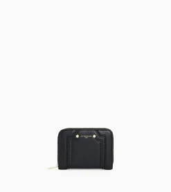 Porte cartes zippé Ella en cuir grainé - Black