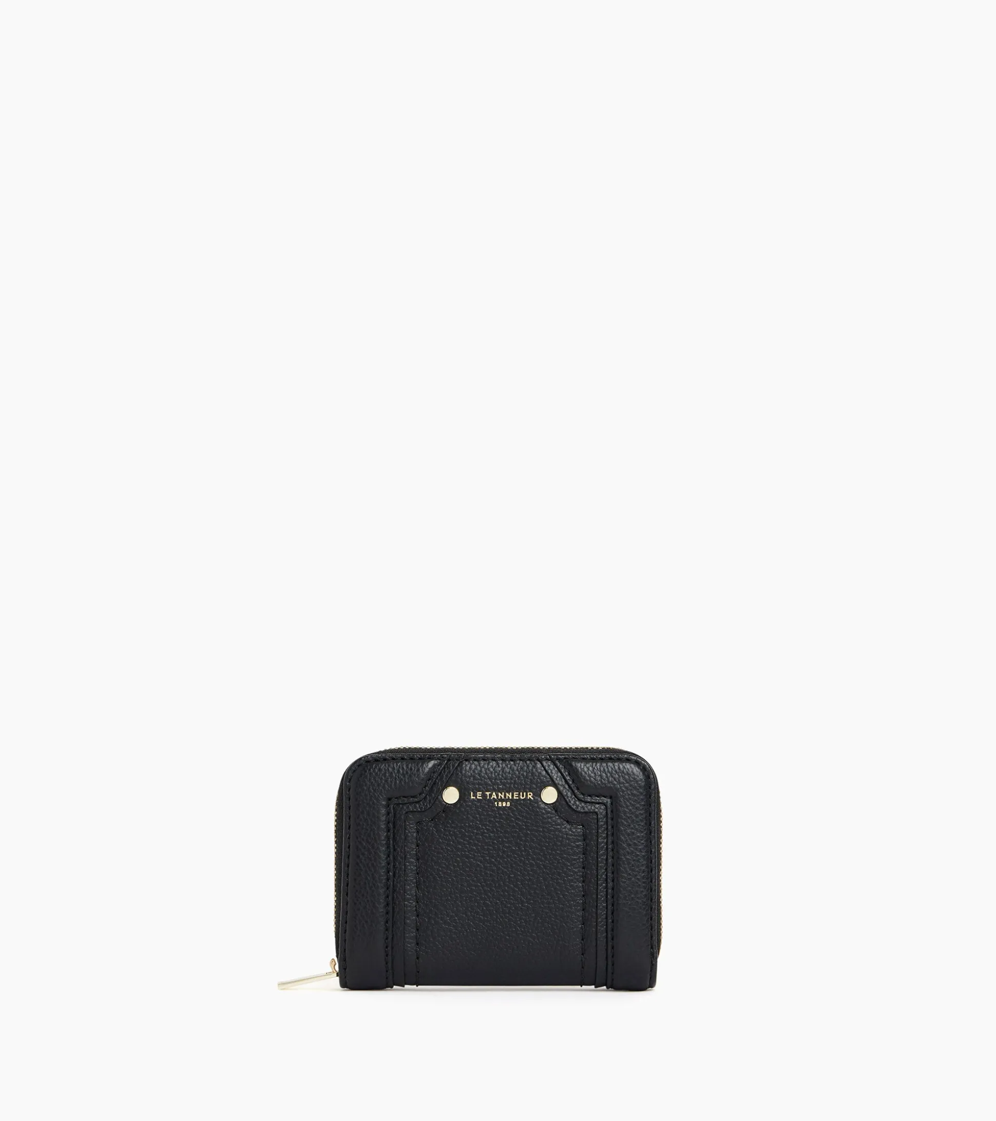 Porte cartes zippé Ella en cuir grainé - Black