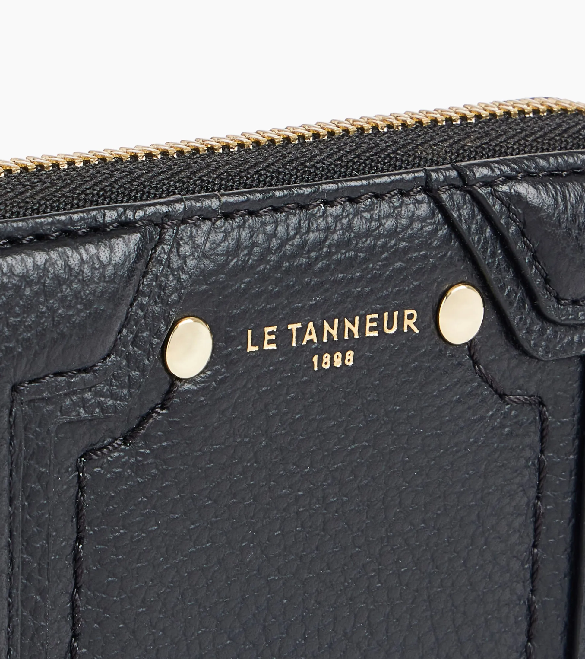 Porte cartes zippé Ella en cuir grainé - Black