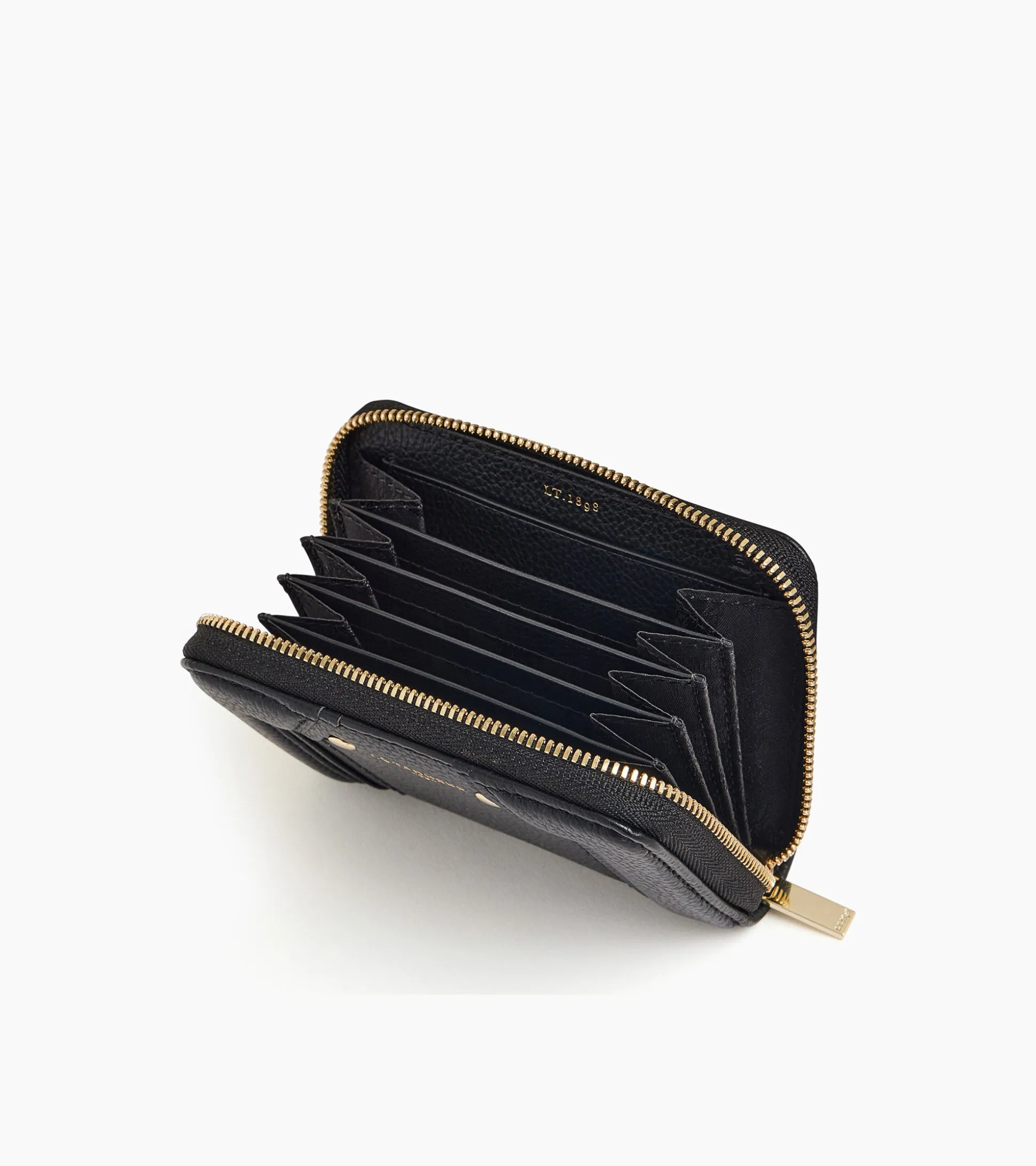 Porte cartes zippé Ella en cuir grainé - Black