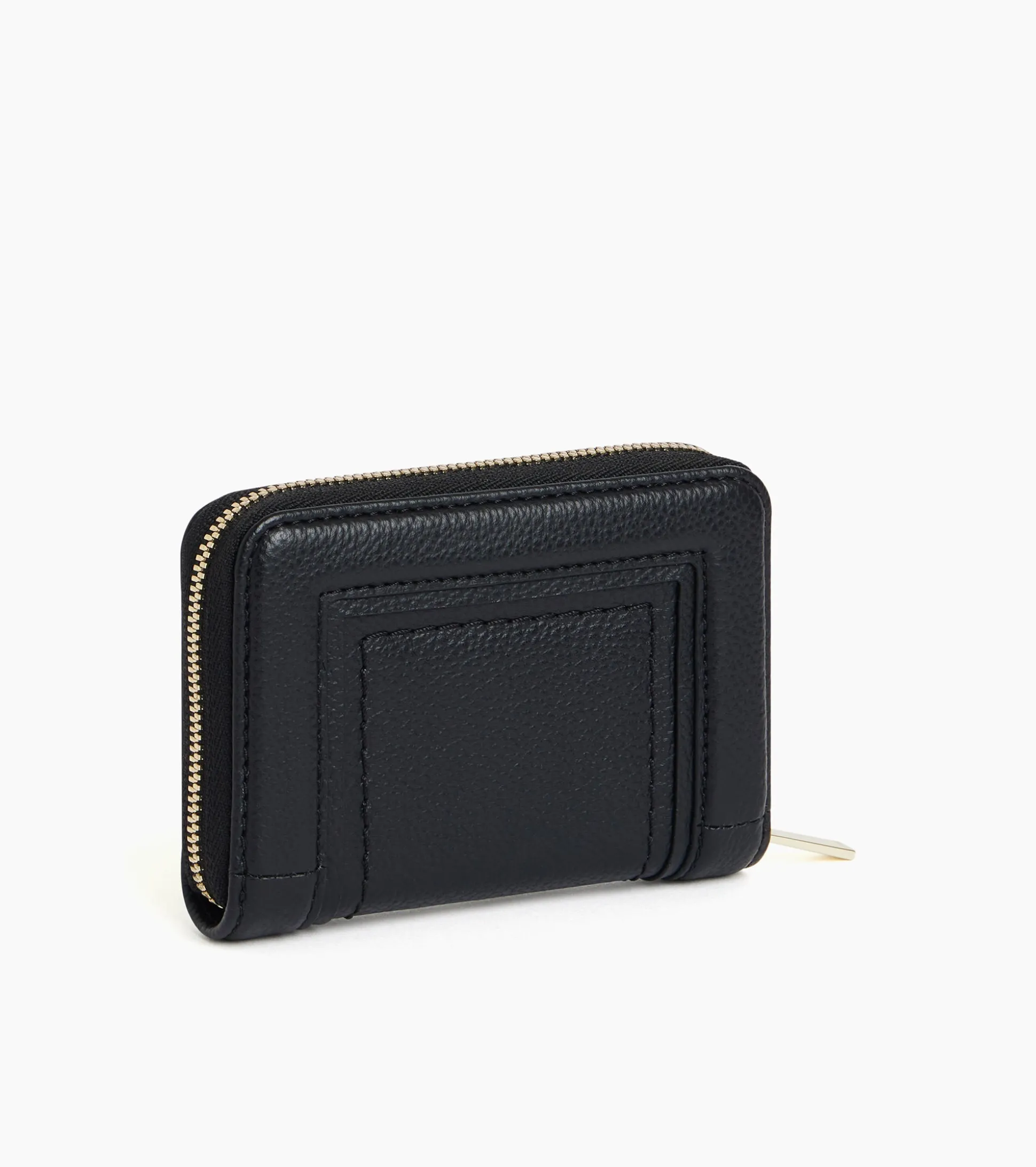 Porte cartes zippé Ella en cuir grainé - Black