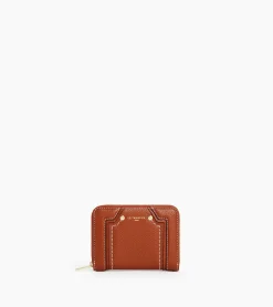Porte cartes zippé Ella en cuir grainé - Mahogany Brown